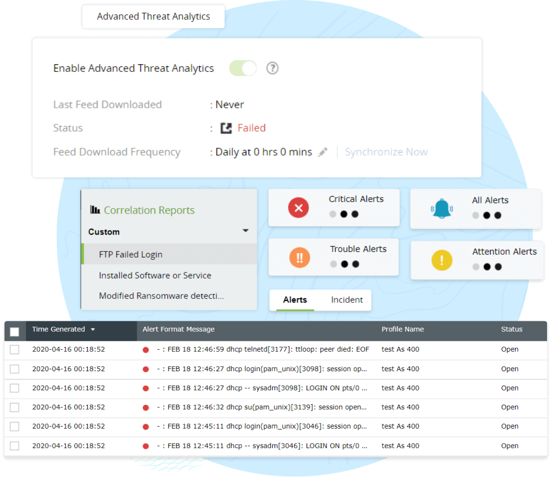 หน้าจอแจ้งเตือน Botnet ใน Log360