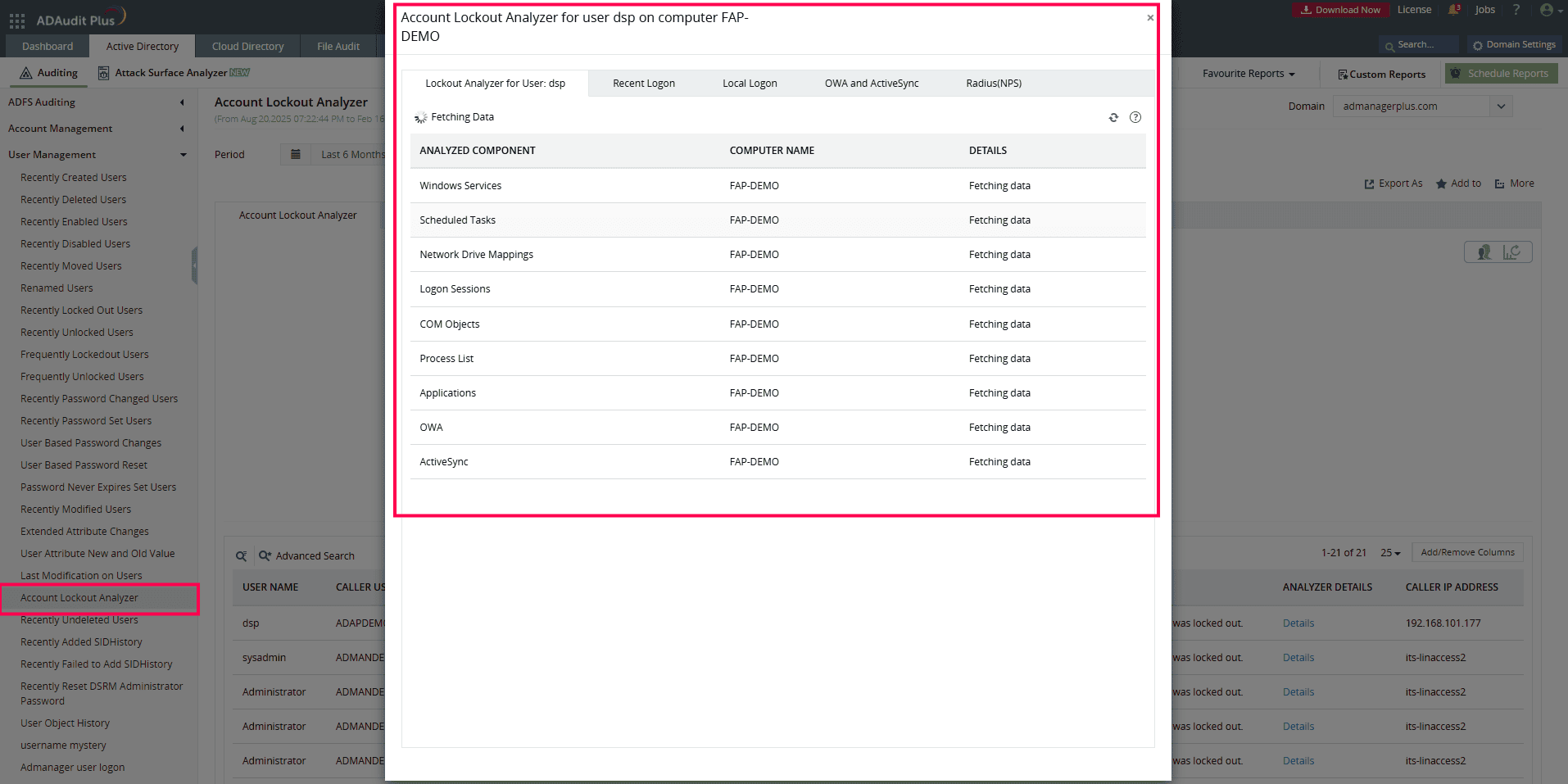 Attack Surface Analyzer in ADAudit Plus Attack Surface Analyzer