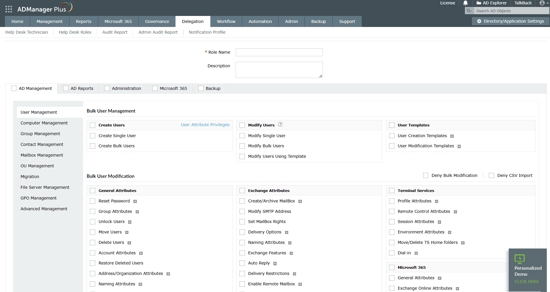 Manage role-based access control using ADManager Plus.