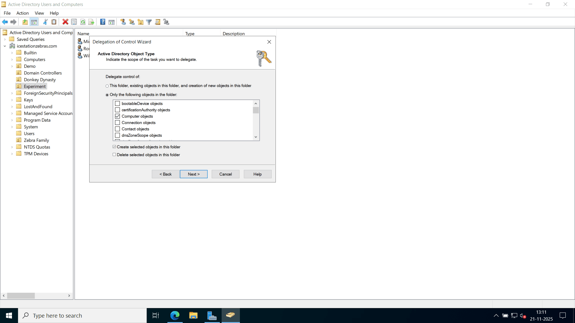 Delegate domain join permissions using ADUC