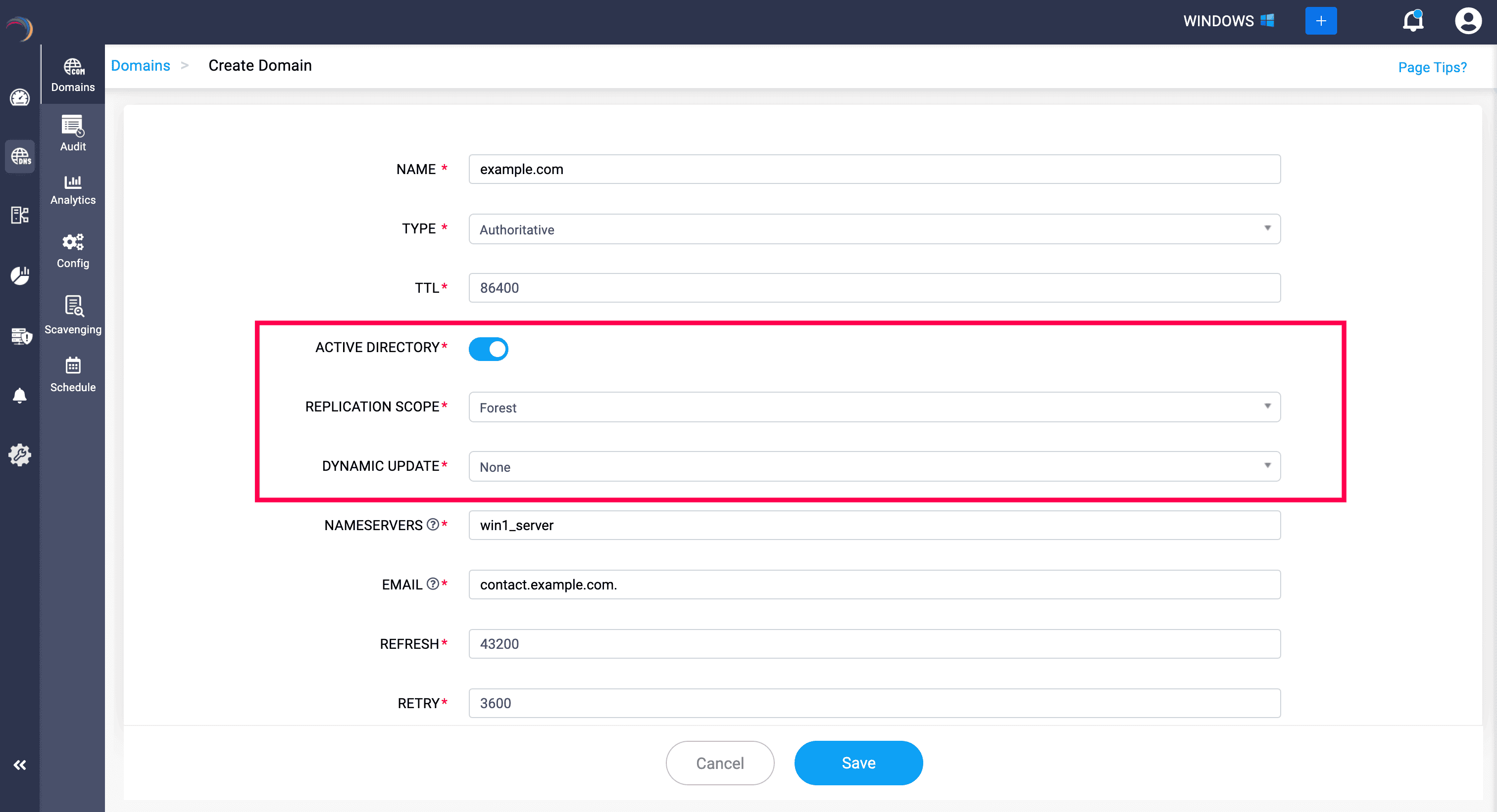 Enabling AD in a new domain creation Windows-AD-domains