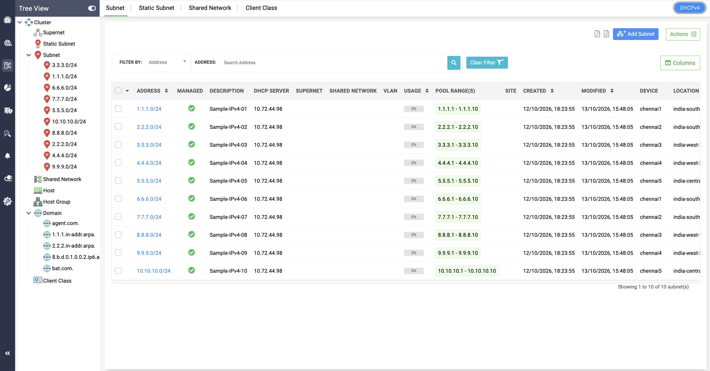 DHCP management DHCP management