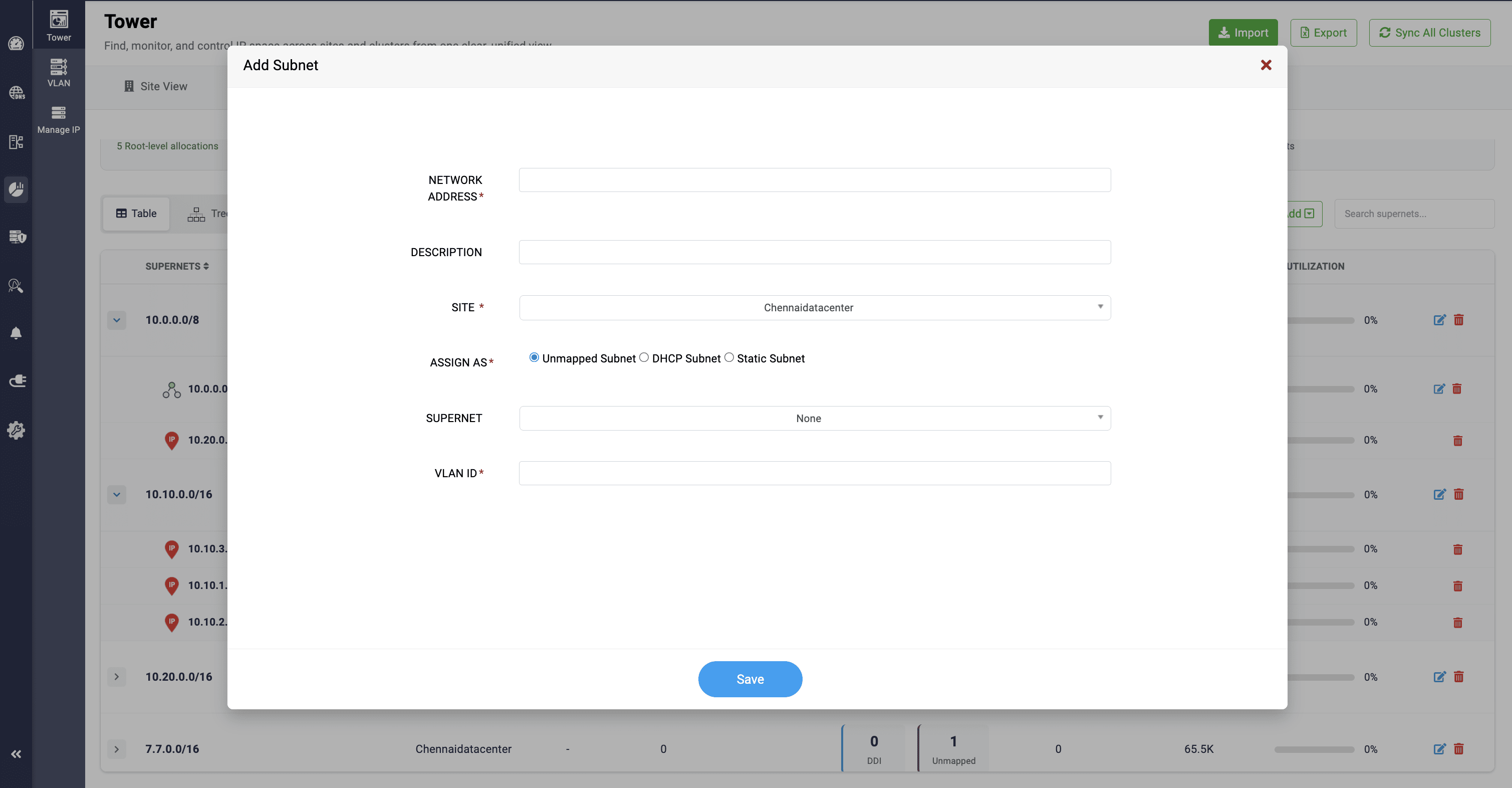 Supernet view subnet configuration Supernet view subnet configuration