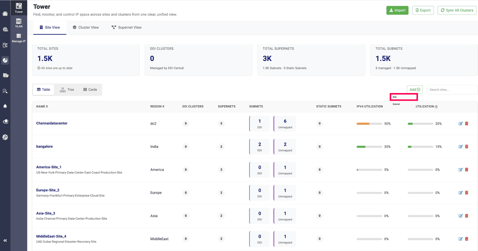 Add site option Add site option