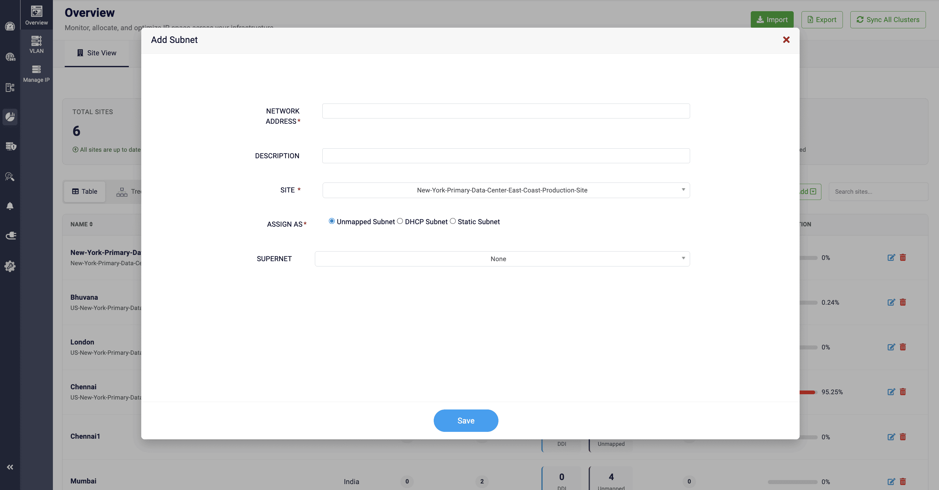 Subnet configuration in IPAM Subnet configuration in IPAM