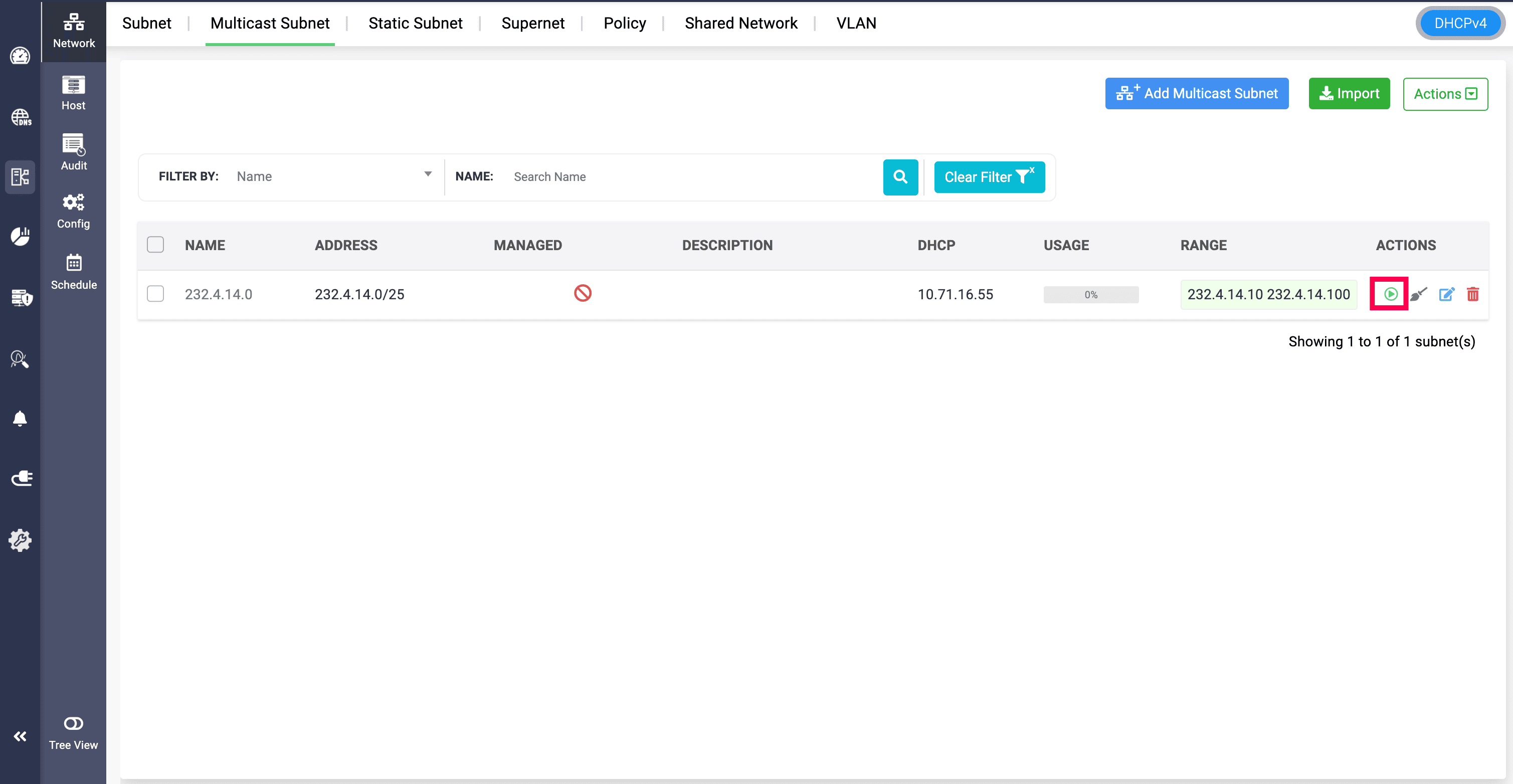 Multicast subnet Manage