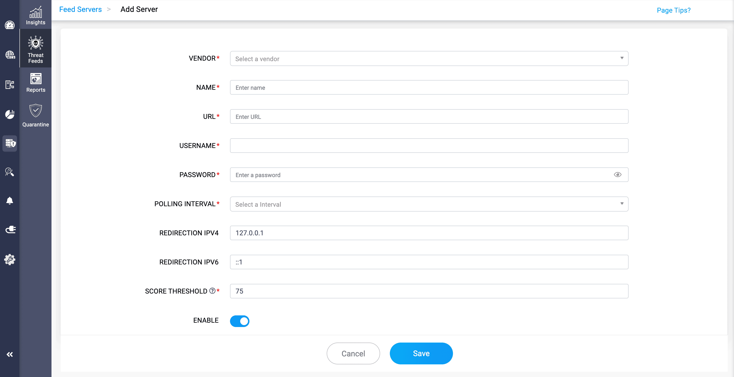 Redirection IP and Score threshold