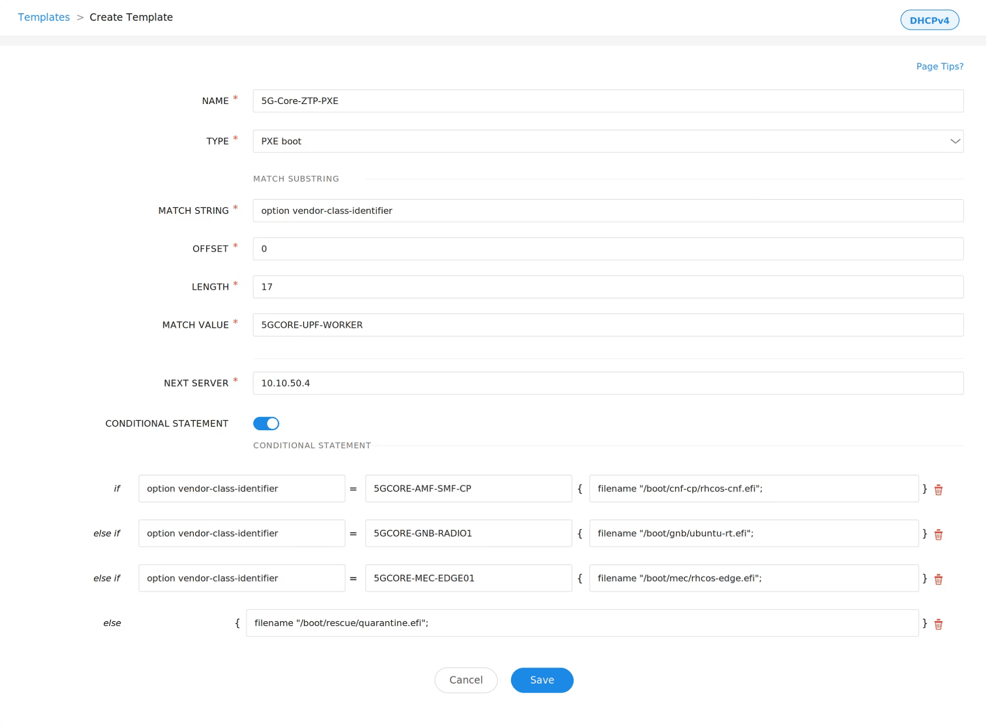 PXE boot Provisioning facilitated via DDI Central in a telco data center