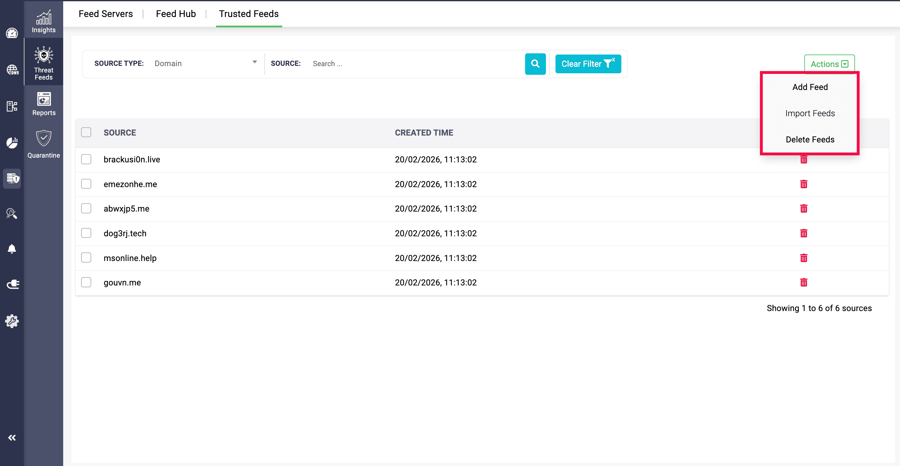 Trusted feeds options