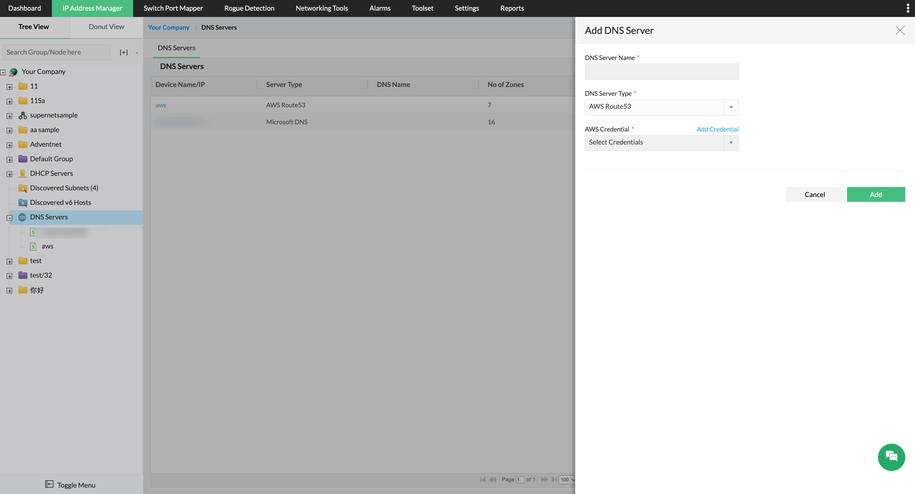 AWS route 53 discovery - ManageEngine OpUtils AWS route 53 discovery
