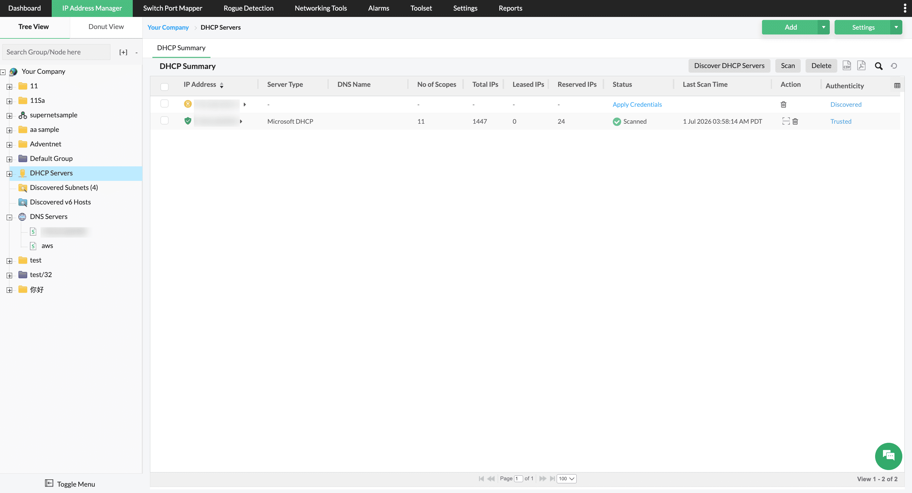Rogue DHCP summary - ManageEngine OpUtils Rogue DHCP summary