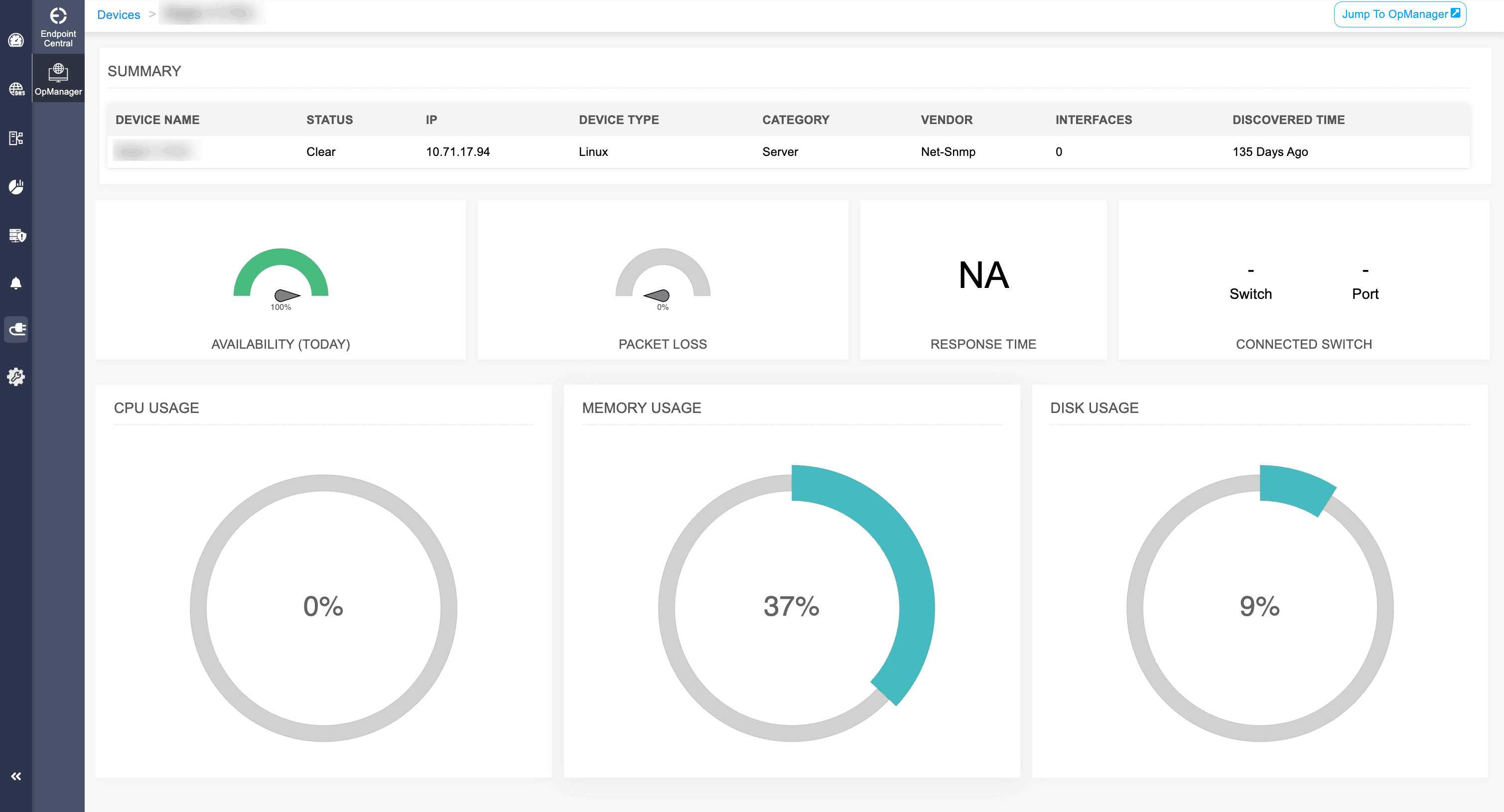 opmanager plus integration with ddi central
