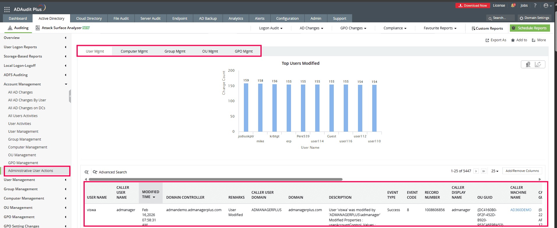 ADAudit Plus SIEM ADAuditing