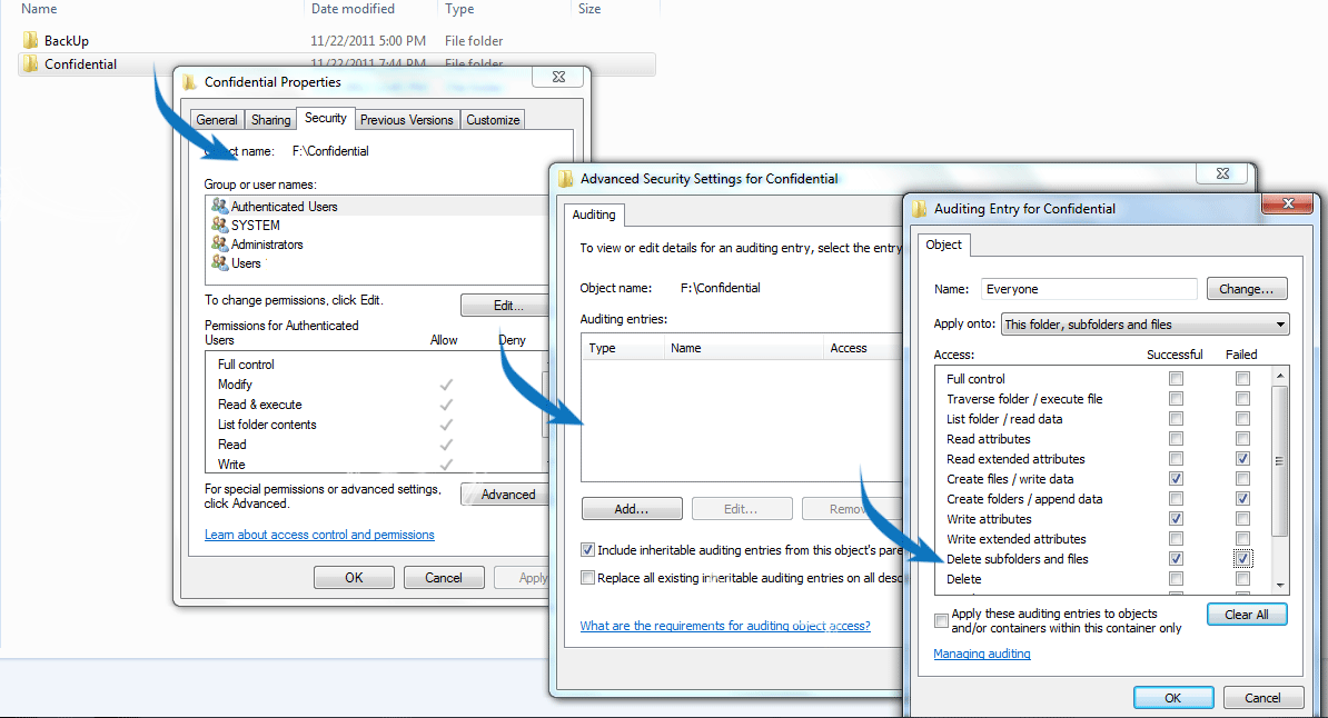 Object Access Auditing Configuration on Files and Folders