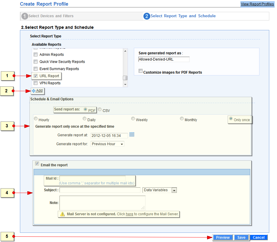 Allowed Denied URL Report Profile