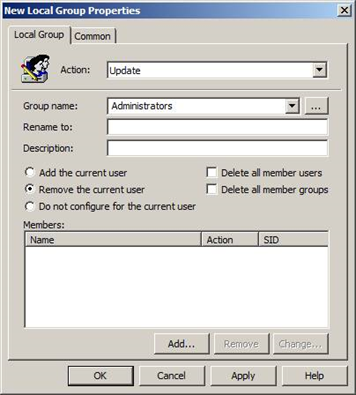 Minimizing membership in the local Administrators group on workstations